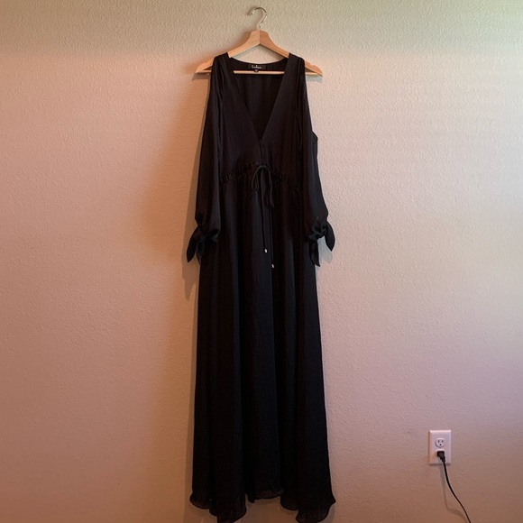 Lulus Owning It Black Satin Maxi Dress - Picture 4 of 8